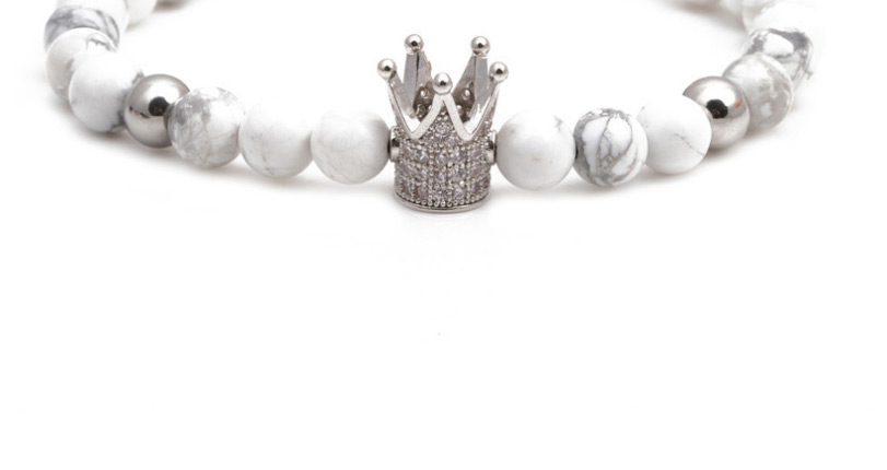 Fashion Golden White Turquoise Woven Beaded Crown Bracelet,Bracelets
