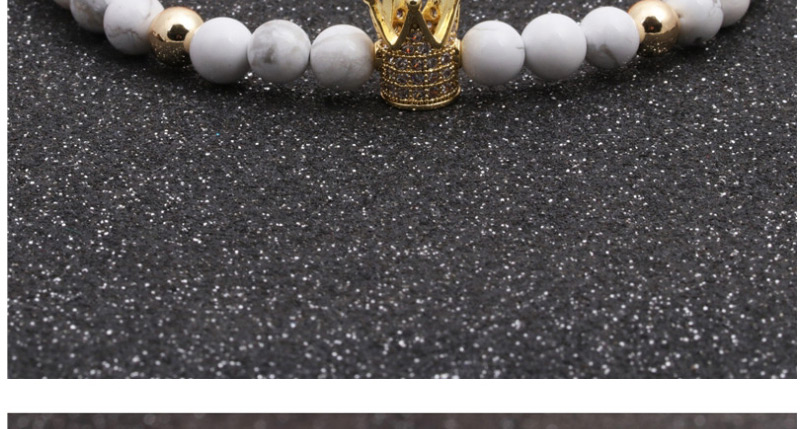 Fashion White Gold White Turquoise Woven Beaded Crown Bracelet,Bracelets