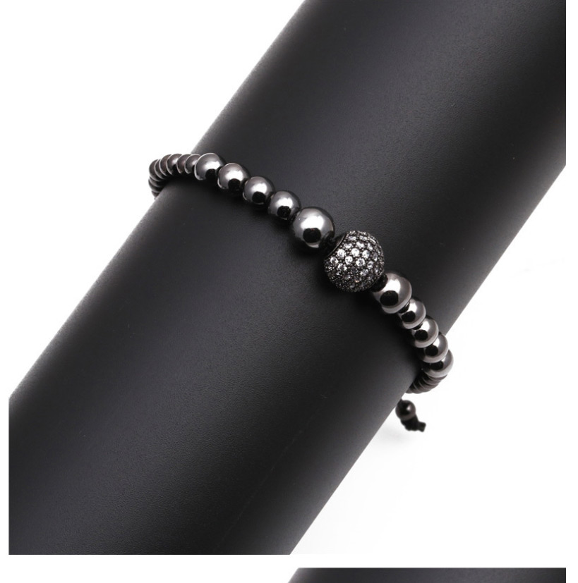 Fashion Gun Black Crown Cubic Micro Inlaid Zircon Diamond Ball Adjustable Ball Beaded Bracelet,Bracelets