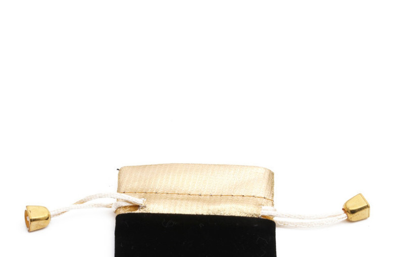 Fashion Black + Gold Hand-embellished Velvet Contrast Stitching Drawstring Jewelry Bag,Jewelry Packaging & Displays