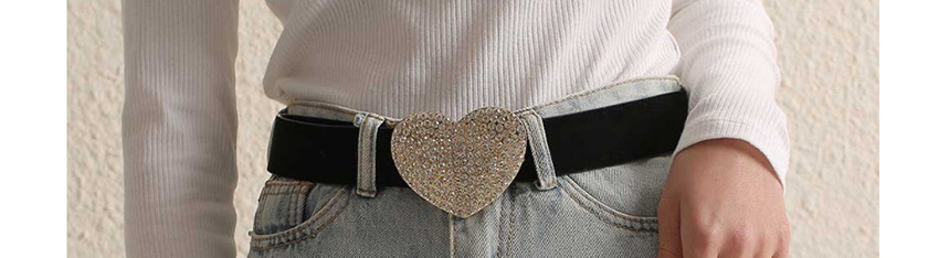 Fashion Love Suede Heart-shaped Alloy Belt With Diamonds,Thin belts