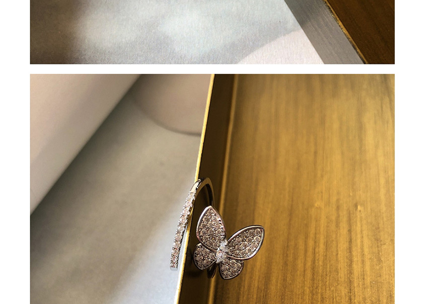Fashion Two Butterflies Silver Zircon Double Butterfly Open Adjustable Ring,Fashion Rings