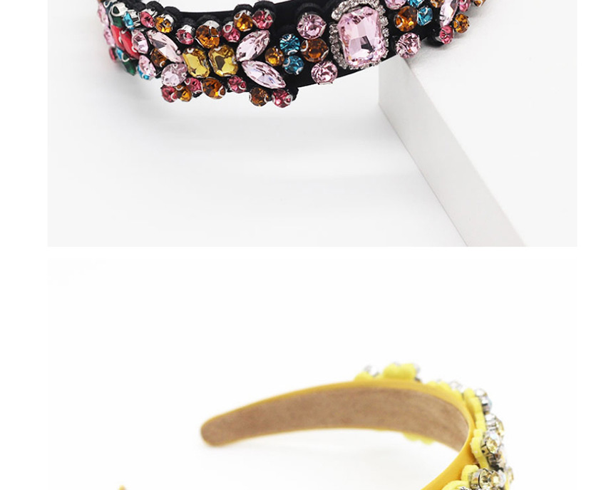 Fashion Yellow Geotextile Headband With Diamond Fabric,Head Band