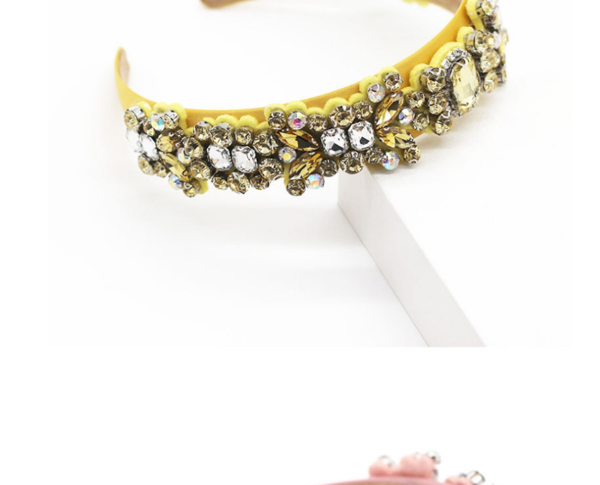 Fashion Yellow Geotextile Headband With Diamond Fabric,Head Band