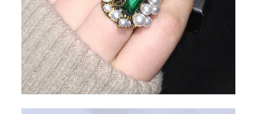 Fashion Green Emerald And Pearl Openwork Faceted Ring,Fashion Rings