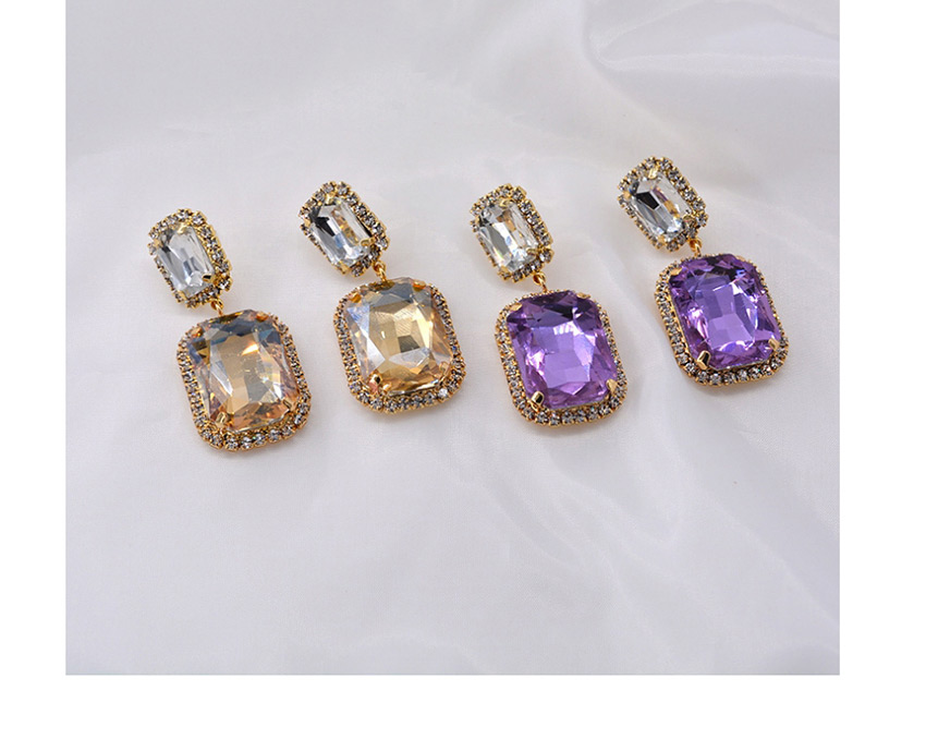 Fashion Purple Beveled Baguette Faceted Earrings,Drop Earrings