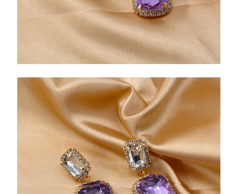 Fashion Purple Beveled Baguette Faceted Earrings,Drop Earrings