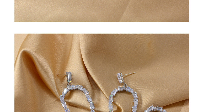 Fashion Silver Micro Set Zircon Heart Pierced Earrings,Drop Earrings