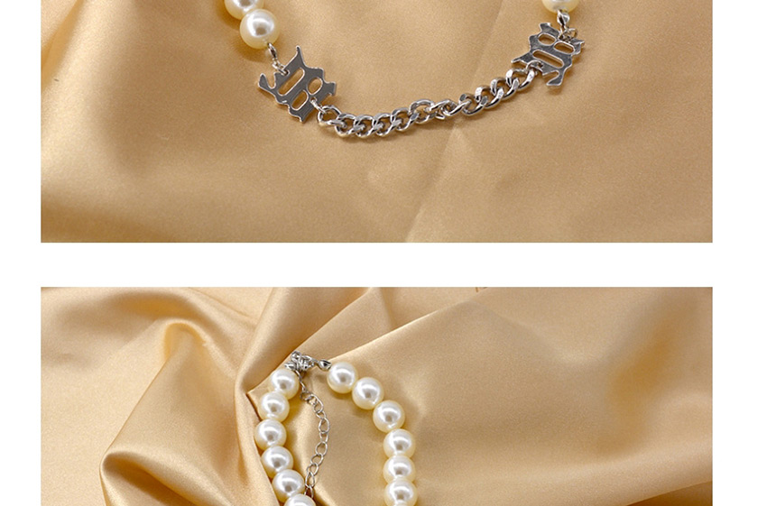 Fashion White Pearl Chain Stitching Titanium Steel Indelible Necklace,Beaded Necklaces