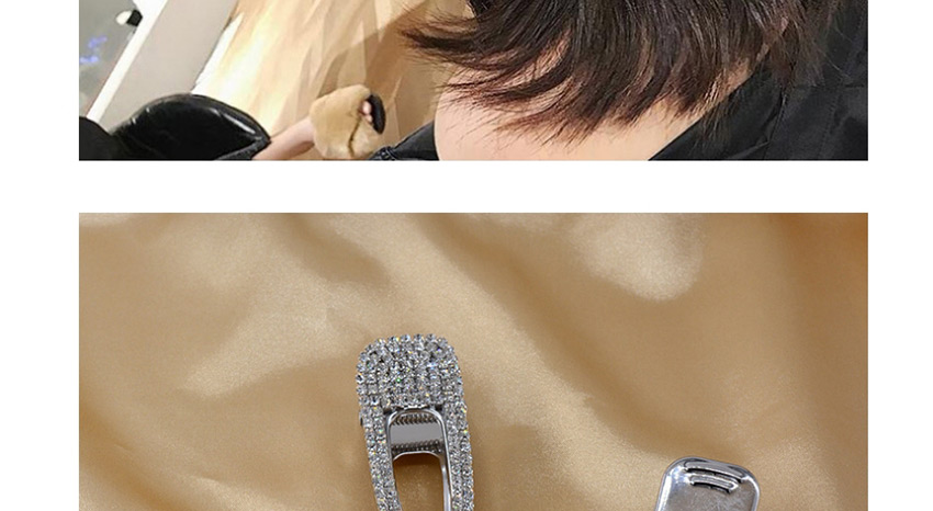 Fashion Silver One Geometric Triangle Hollow Alloy Duckbill Clip With Diamonds,Hairpins