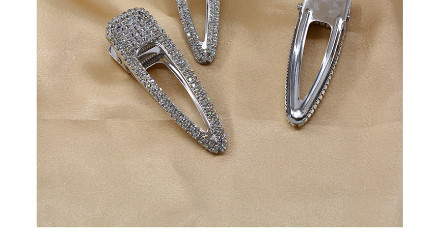 Fashion Silver One Geometric Triangle Hollow Alloy Duckbill Clip With Diamonds,Hairpins