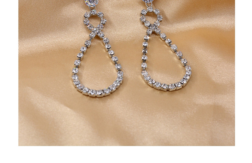 Fashion Silver Cutout 8 Drop Cross Earrings With Diamonds,Drop Earrings