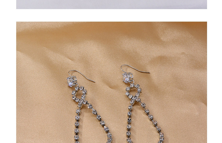 Fashion Silver Cutout 8 Drop Cross Earrings With Diamonds,Drop Earrings