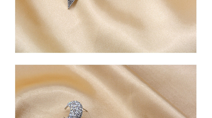 Fashion Silver Full Diamond Pentagram Moon Alloy Earrings,Drop Earrings