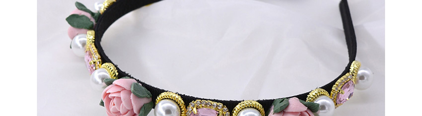 Fashion Black Alloy Flower Diamond Pearl Thin Edge Hair Band,Head Band