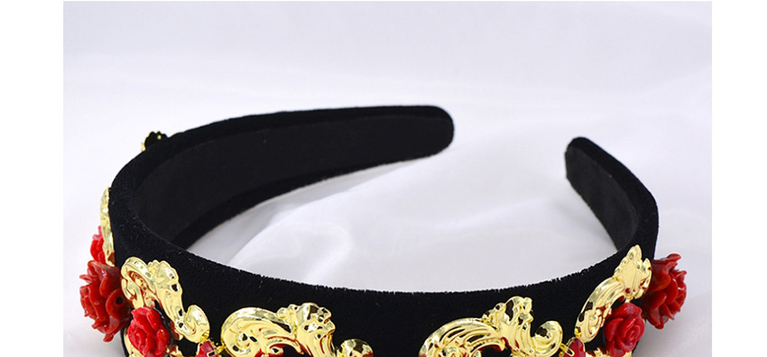 Fashion Black Wide-edge Flower Resin Alloy Hair Hoop,Head Band