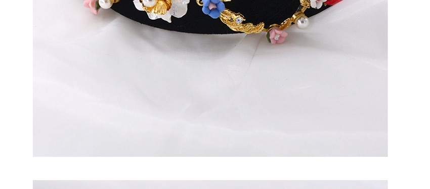 Fashion Black Pearl Flower Alloy Wide Edge Resin Headband,Head Band
