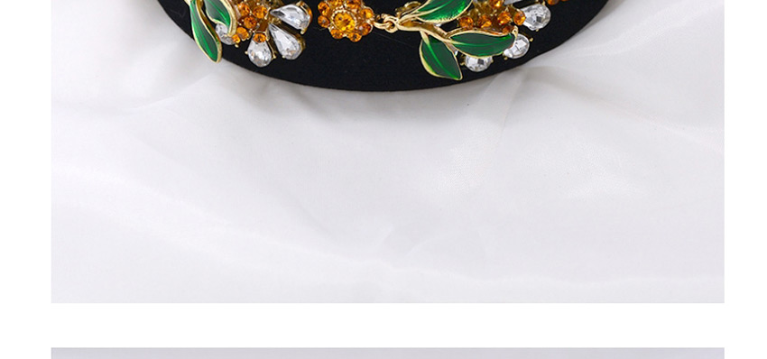 Fashion Black Wide-edge Rhinestone Flower Leaves Drip Oil Headband,Head Band