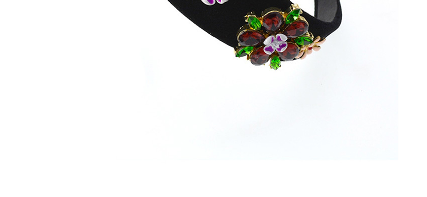 Fashion Black Velvet Pearl And Diamond Flower Headband,Head Band