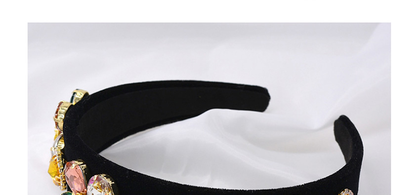 Fashion Black Cloth Inlaid Rhinestone Flower Wide Edge Non-slip Headband,Head Band