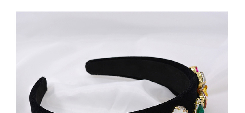Fashion Black Cloth Inlaid Rhinestone Flower Wide Edge Non-slip Headband,Head Band