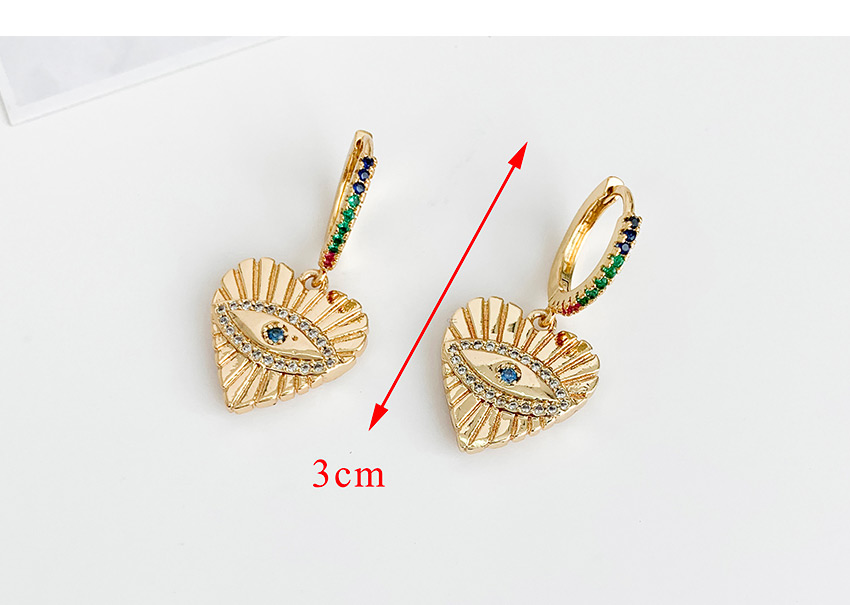 Fashion Golden Cubic Zirconia Heart Stud Earrings,Earrings