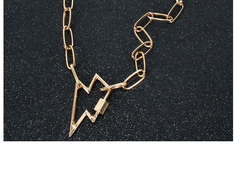 Fashion Lightning Golden Lightning Carabiner Alloy Hollow Necklace,Pendants