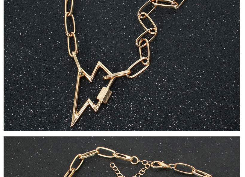Fashion Lightning Golden Lightning Carabiner Alloy Hollow Necklace,Pendants