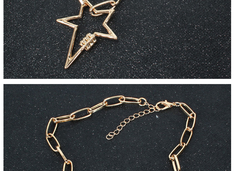 Fashion Stars Golden Pentagram Carabiner Alloy Necklace,Pendants