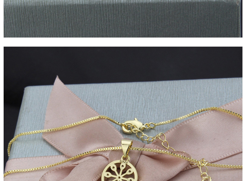 Fashion Gold-plated White Zirconium Copper Micro-set Zircon Geometric Round Necklace,Necklaces