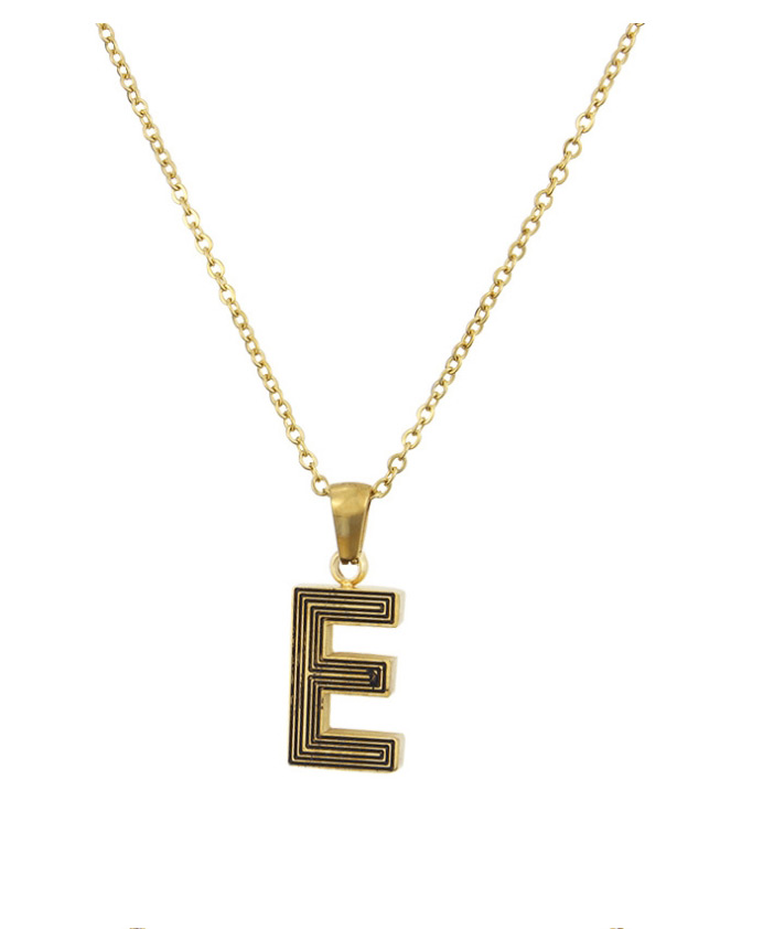 Fashion Golden M Gold Plated Black Line Letter Stainless Steel Necklace,Necklaces