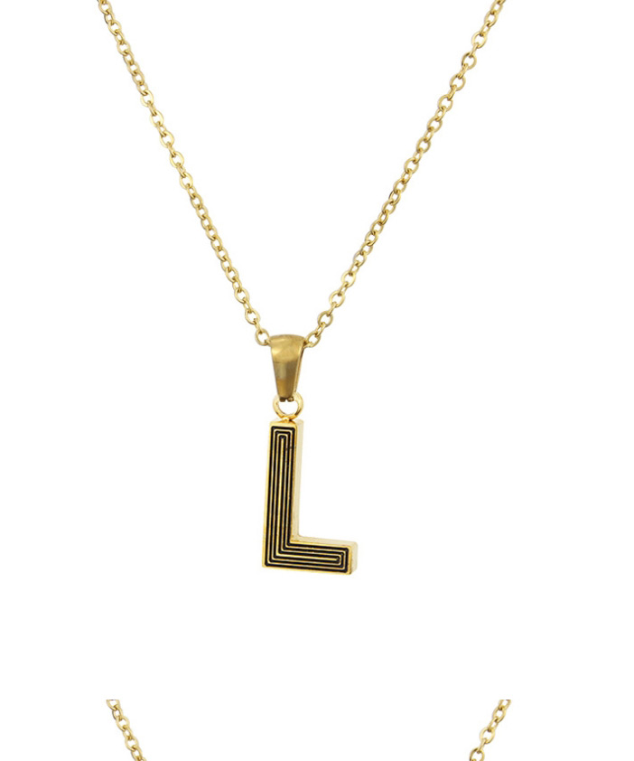 Fashion Golden N Gold Plated Black Line Letter Stainless Steel Necklace,Necklaces