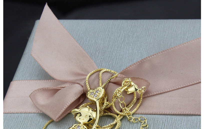 Fashion Gold-plated Blue Zirconium Love Balloon Boy Copper Micro Inlaid Zircon Necklace,Necklaces