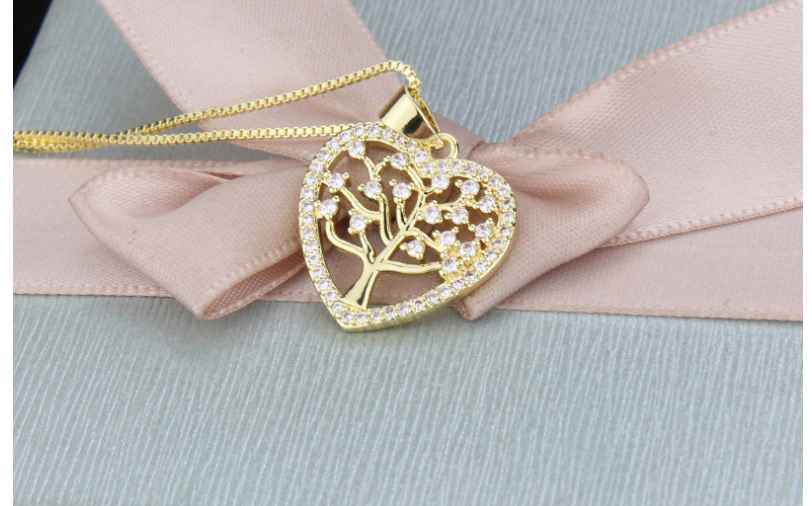 Fashion Gold-plated White Zirconium Hollow Large Tree Micro Copper Inlaid Zircon Necklace,Necklaces