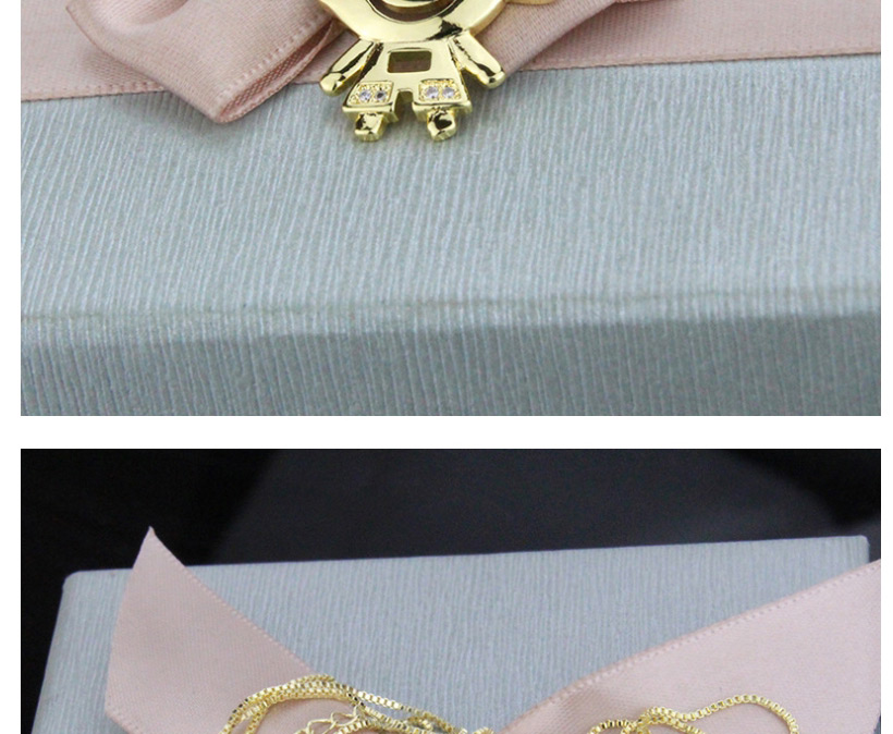 Fashion Gold-plated Blue Zirconium Hollow Smile Boy Copper Micro Inlaid Zircon Necklace,Necklaces