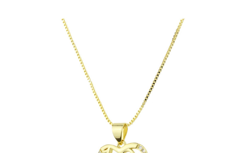 Fashion Gold-plated Heart-shaped Copper Micro Inlaid Zircon Digital Skeleton Necklace,Necklaces