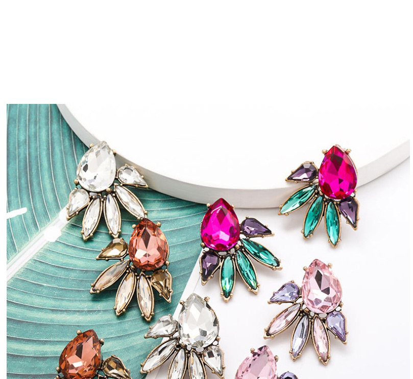 Fashion Rose Gold Glass Diamond Alloy Geometric Drop Earrings,Stud Earrings