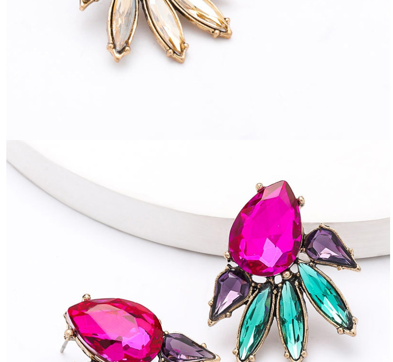 Fashion Pink Glass Diamond Alloy Geometric Drop Earrings,Stud Earrings