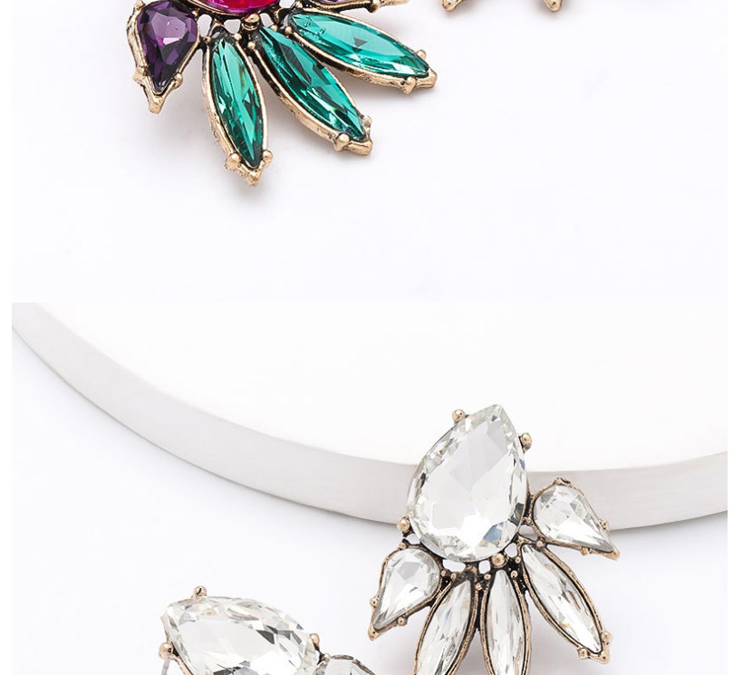 Fashion White Glass Diamond Alloy Geometric Drop Earrings,Stud Earrings