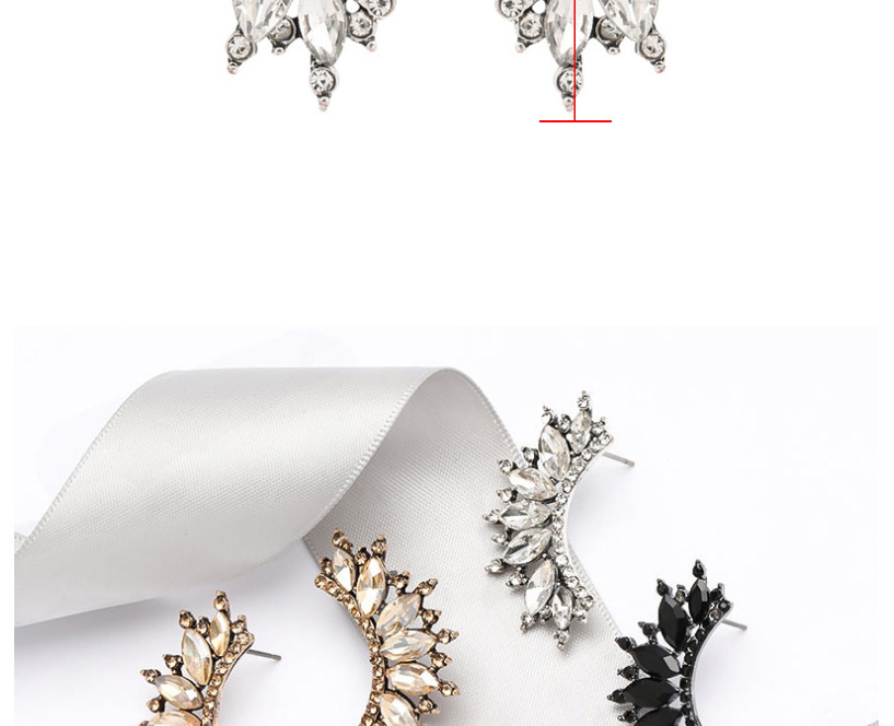 Fashion Black Alloy Scallop Geometric Diamond Earrings,Stud Earrings