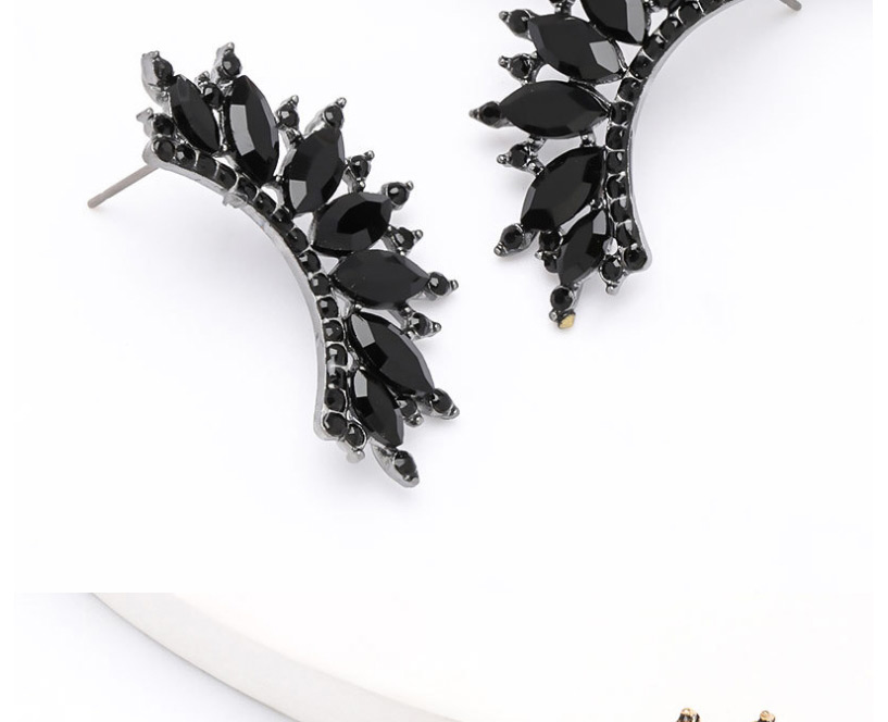 Fashion Black Alloy Scallop Geometric Diamond Earrings,Stud Earrings