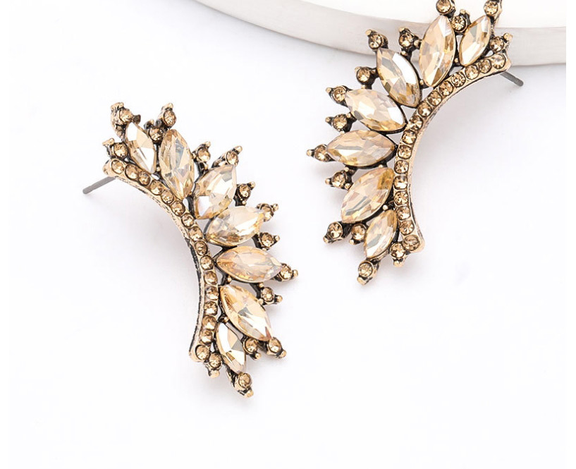 Fashion Golden Alloy Scallop Geometric Diamond Earrings,Stud Earrings