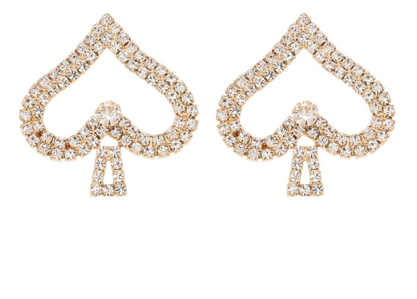 Fashion Golden Alloy Love Hollow Diamond Earrings,Stud Earrings