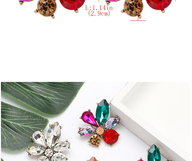 Fashion White Alloy Diamond Floral Geometric Earrings,Stud Earrings