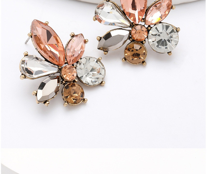 Fashion Color Alloy Diamond Floral Geometric Earrings,Stud Earrings