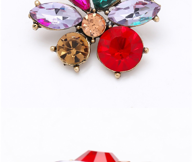 Fashion Pink Alloy Diamond Floral Geometric Earrings,Stud Earrings