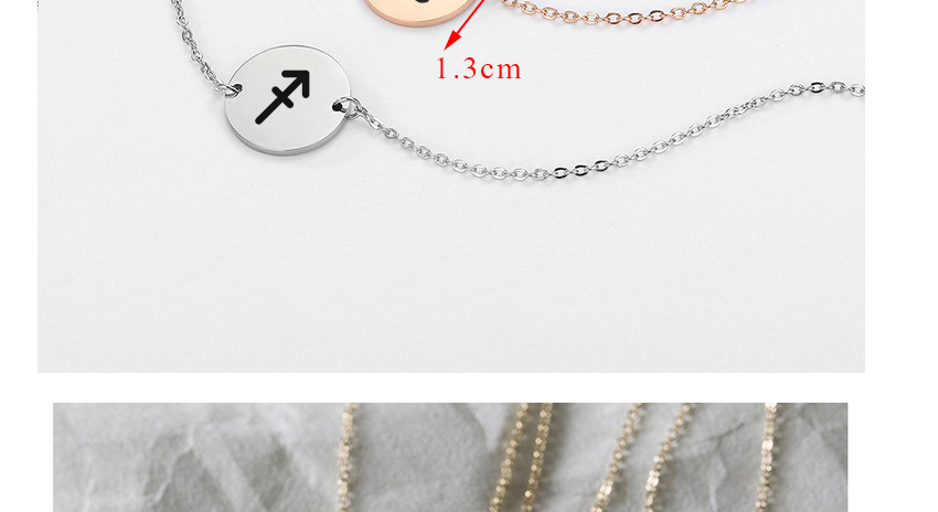 Fashion Rose Gold-libra (13mm) Gold-plated Geometric Round Stainless Steel Engraved Constellation Bracelet,Bracelets