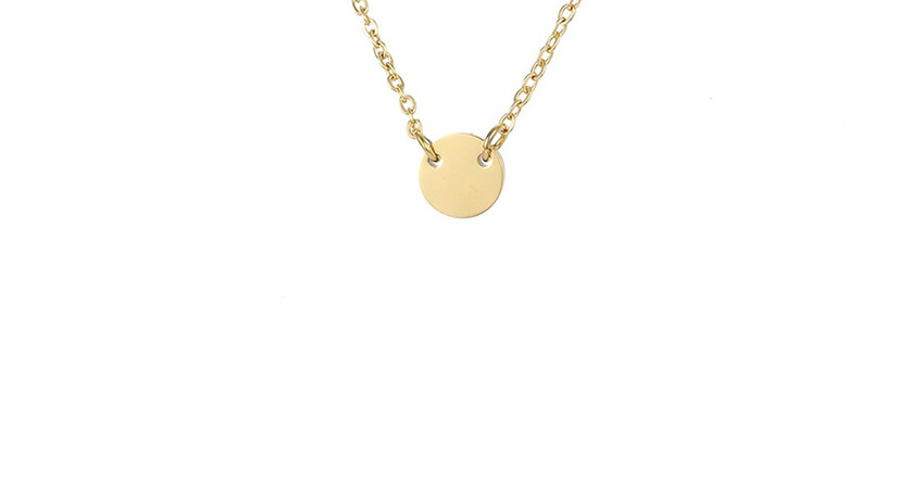 Fashion Rose Gold-c (6mm) Short Geometric Round Engraved Titanium Steel Necklace,Necklaces