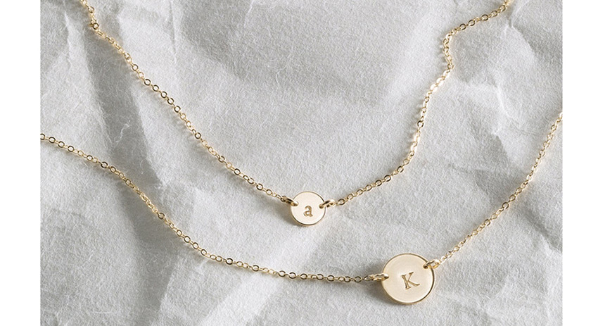 Fashion Golden-o (6mm) Short Geometric Round Engraved Titanium Steel Necklace,Necklaces