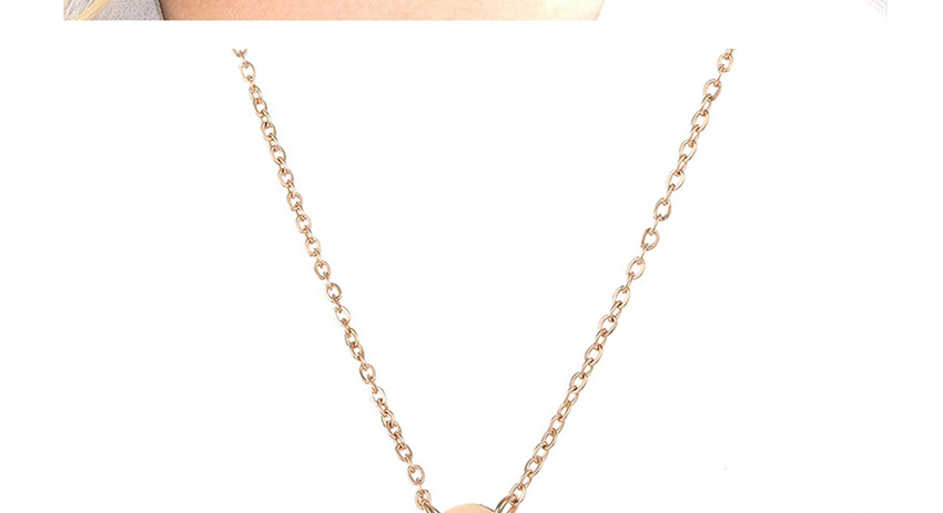 Fashion Rose Gold-z (6mm) Short Geometric Round Engraved Titanium Steel Necklace,Necklaces